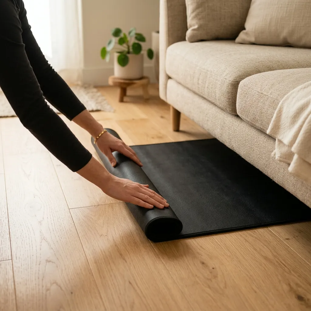 Unrolling the Velin Grounding Mat flat onto a desk or mattress